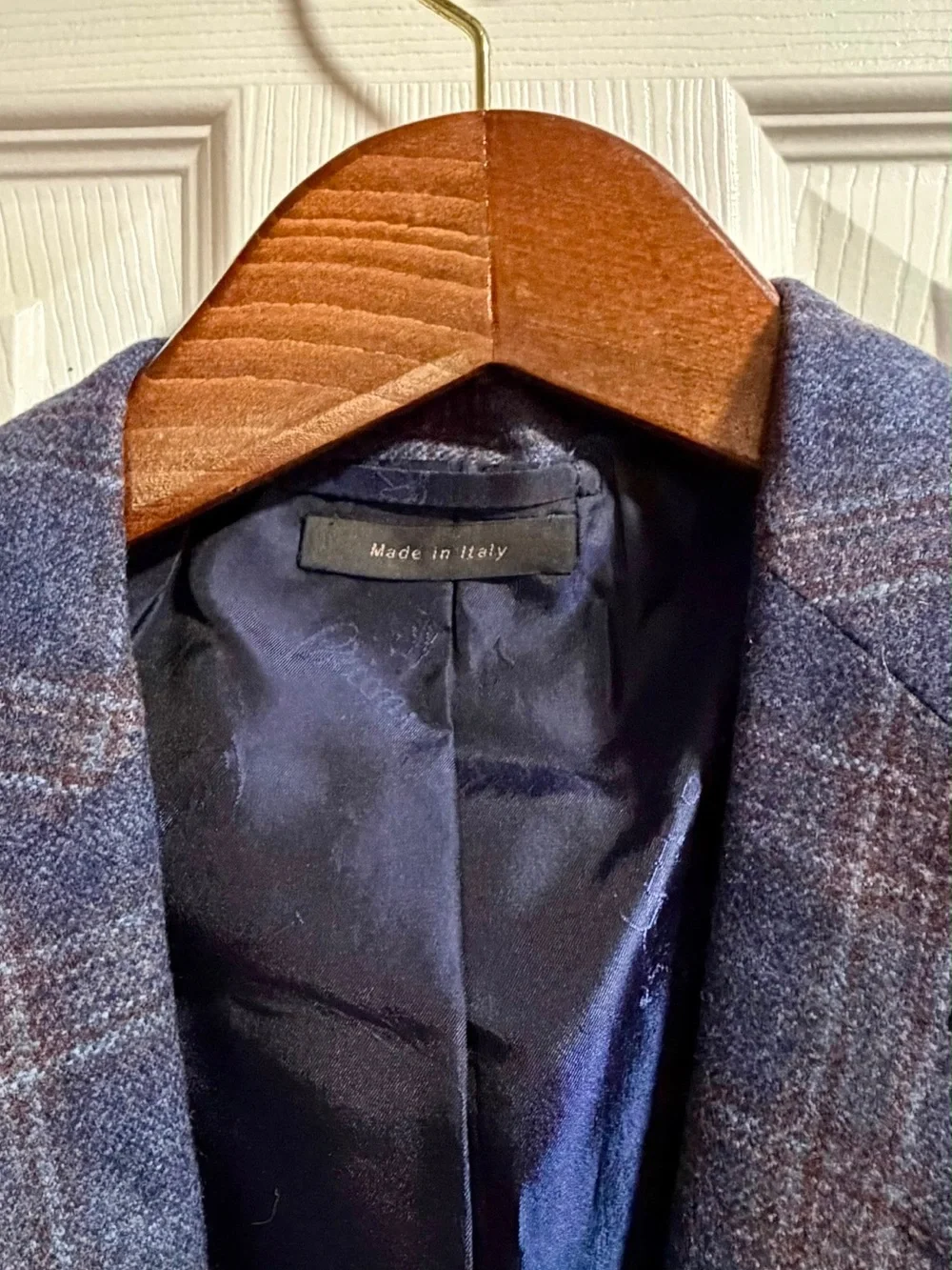 Brioni Navy Plaid Two-Button Sport Coat with Light Windowpane